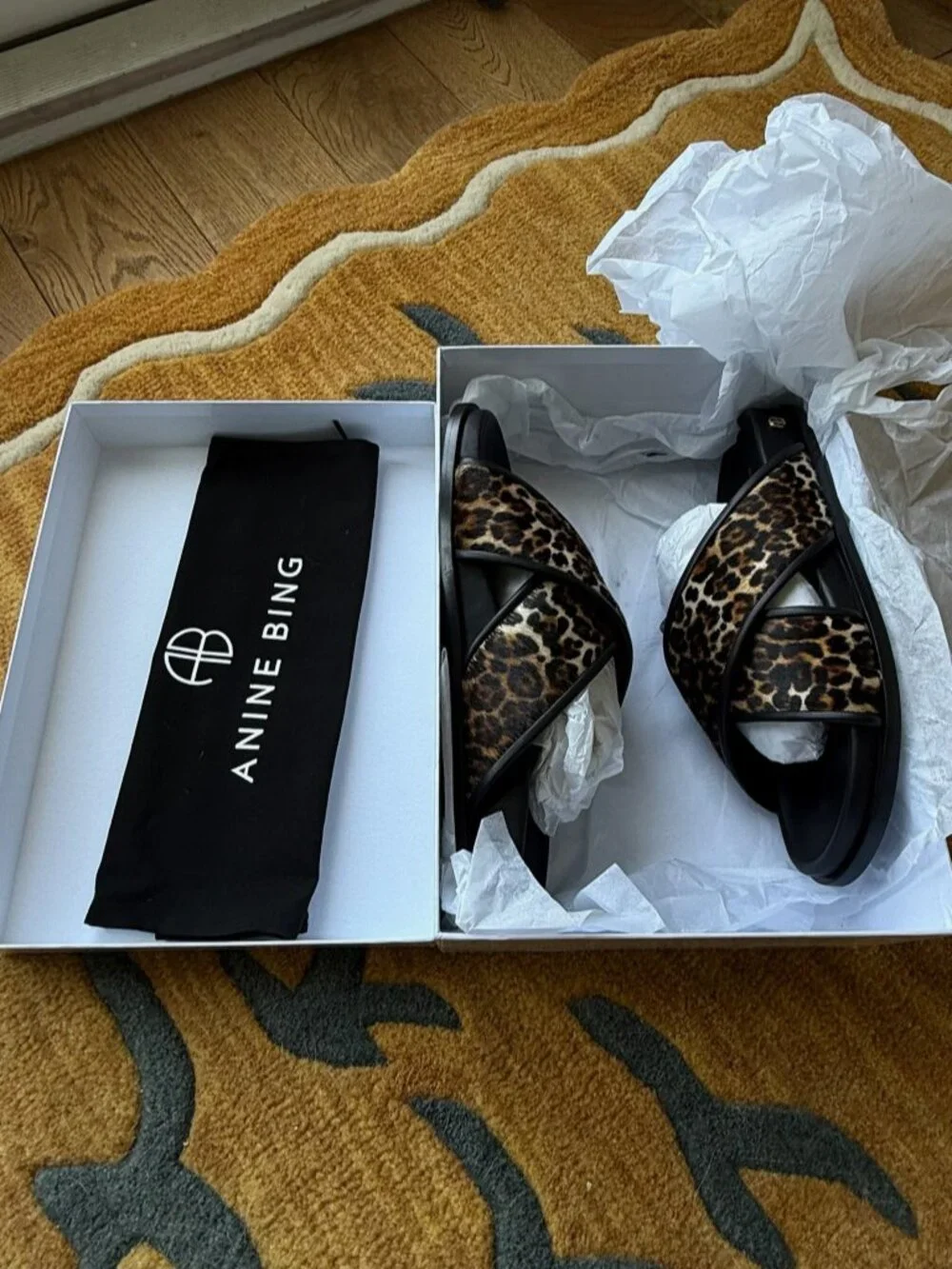 Anine Bing Leopard (pony hair) Slides